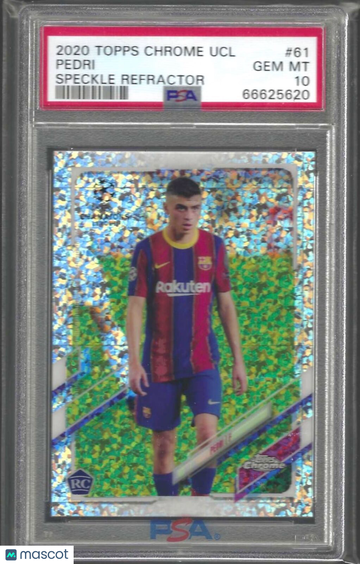 2020 Topps Chrome UEFA Champions League Pedri #61 Speckle Refractor PSA 10