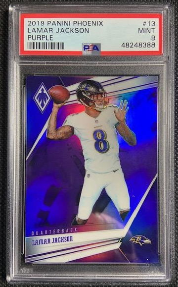 2019 Panini Phoenix #13 Lamar Jackson Purple Parallel #ed 19/149 PSA 9 POP 2