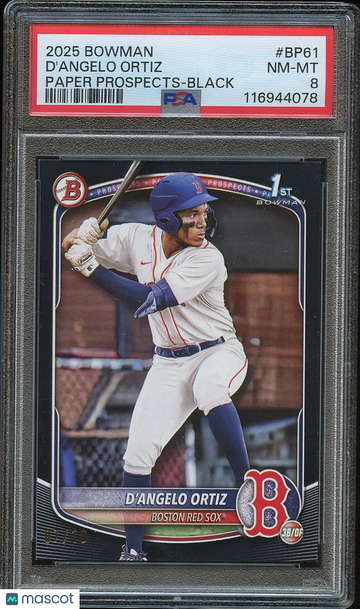 2025 Bowman D'Angelo Ortiz #BP61 Black Rookie PSA 8