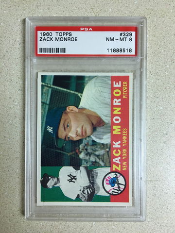 1960 Topps #329 Zack Monroe PSA 8 NM-MT YANKEES 