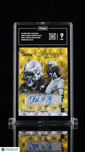2024 Panini Prestige XTRA Points Signatures Olumuyiwa Fashanu #313 Premium Gold /50 Rookie TAG 9