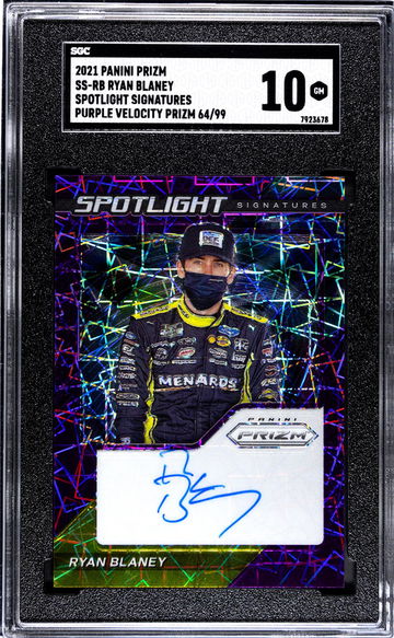 2021 Panini Prizm Spotlight Purple Ryan Blaney #SS-RB Auto 64/99 SGC 10
