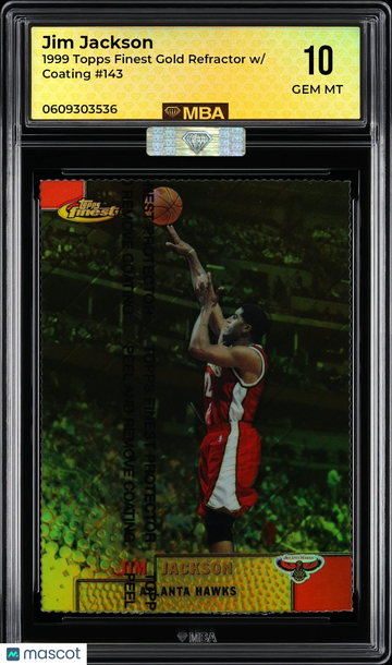1999 Topps Finest Jim Jackson #143 Gold Refractor w/ Coating MBA 10
