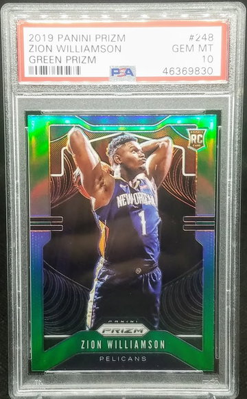 Zion Williamson 2019-20 Panini Prizm Green RC Rookie # 248 Graded PSA Gem Mint 10