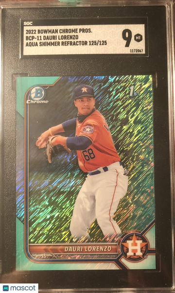 Dauri Lorenzo 2022 Bowman Chrome BCP-11 Aqua Shimmer Refractor #125/125 SGC 9