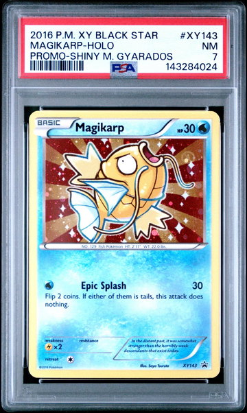 2016 Pokemon XY Black Star Promo Shiny Mega Gyarados Holo Magikarp #XY143 PSA 7