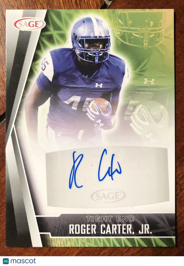 Roger Carter, Jr. 2022 Sage Hit Auto Autograph Silver - Georgia State Panthers