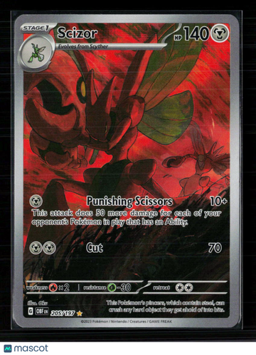 2023 Obsidian Flames Scizor Holo Secret Rare #205/197