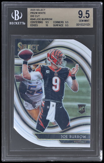 2020 Panini Select Joe Burrow Field Level Die Cut White Prizm BGS 9.5 RC