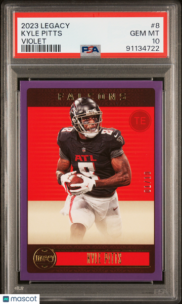 2023 Panini Legacy Kyle Pitts #8 Violet 01/10 PSA 10