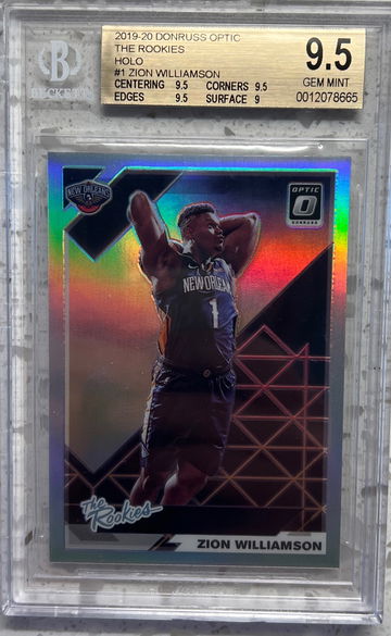 2019-20 donruss optic the rookies Zion Williamson holo Beckett 9.5