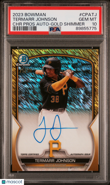 2023 Bowman Chrome Prospect Autographs Termarr Johnson #CPATJ Gold Shimmer PSA 10