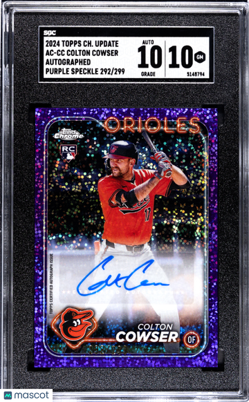 2024 Topps Chrome Update Colton Cowser #AC-CC Autograph Purple Speck. Refractor SGC 10 Auto 10