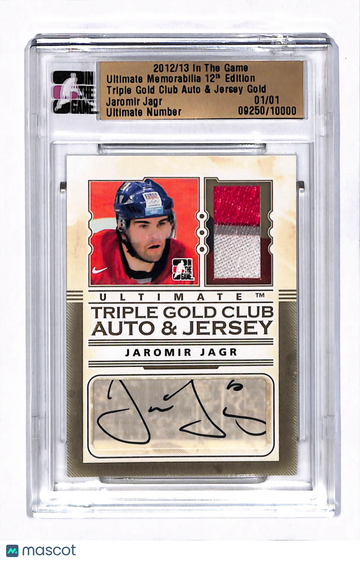 2013 In The Game Ultimate Memorabilia 12th Edition Jaromir Jagr Gold Authentic Autograph Triple Gold Club Auto & Jersey