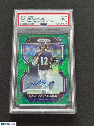 2021 Panini Prizm Rashod Bateman #340 Green Rookie PSA 9