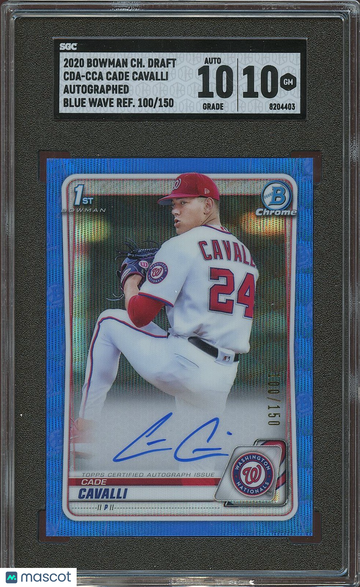 2020 Bowman Chrome Draft Cade Cavalli #CDA-CCA Blue Wave Rookie SGC 10 Auto 10