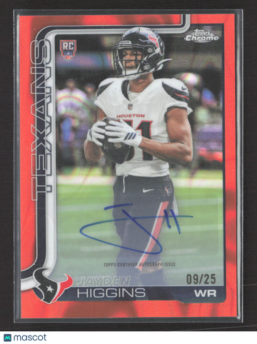 2025 Topps Chrome Jayden Higgins #RA-JHI Red 09/25 RC Auto