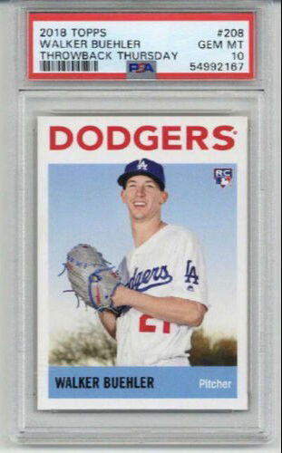 2018 TOPPS THROWBACK THURSDAY #208 WALKER BUEHLER ROOKIE RC CARD DODGERS PSA 10
