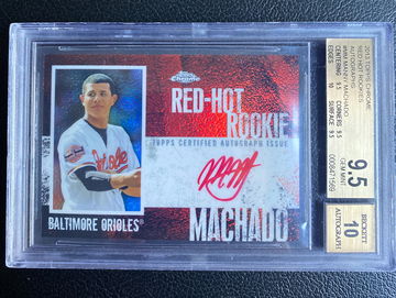 2013 Topps Chrome Manny Machado Red Hot Rookie Auto RC #8/25.  BGS 9.5/10 True Gem+