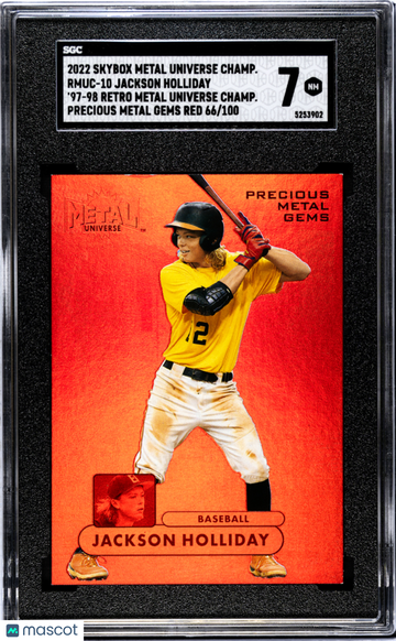 2022 Skybox Metal Universe Champions Jackson Holliday #RMUC-10 '97 98 Retro Precious Gems Red SGC 7