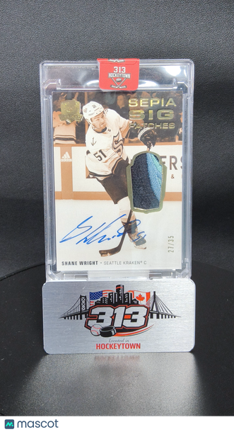 Shane Wright 2022 Upper Deck The Cup Sepia Sig Patches Autographed Patch Trading Card 27/35 SSP-SW