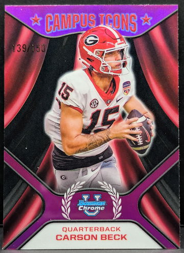 2024 Bowman University Chrome Campus Icons Fuchsia #CI-1 Carson Beck /150