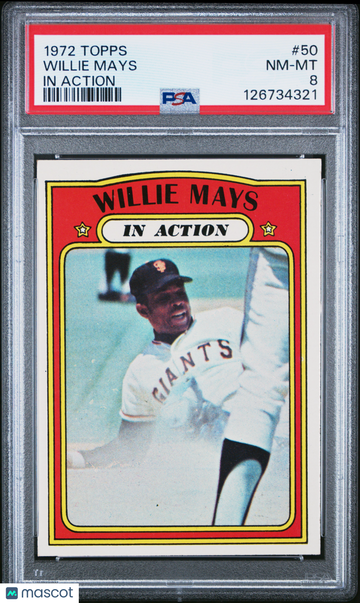 1972 Topps Willie Mays #50 In Action PSA 8