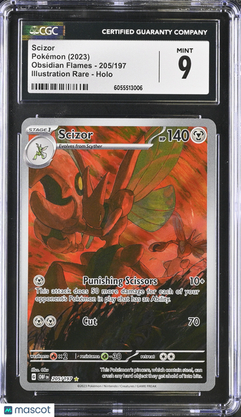 2023 Pokemon Obsidian Flames Scizor Holo Illustration Rare Illustration Rare CGC 9 #205/197