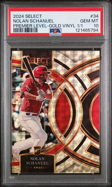 2024 Panini Select Premier Level Gold Vinyl Nolan Schanuel #34 RC 1/1 PSA 10