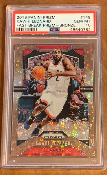 2019 Prizm Kawhi Leonard Fast Break Bronze #10/20 PSA 10