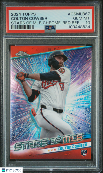 2024 Topps Stars Of MLB Chrome Colton Cowser #CSMLB67 Red Ref PSA 10