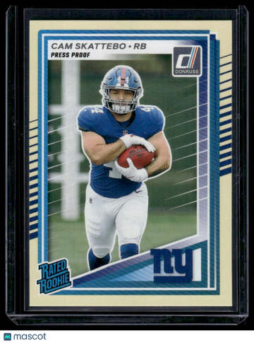2024 Donruss Rated Rookie Cam Skattebo #302 Yellow Press Proof