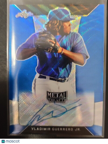 2018 Leaf Metal Draft Vladimir Guerrero Jr. #BAVG1 Blue Wave Parallel/Variety Leaf