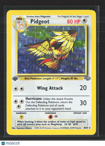 1999 Jungle Pidgeot Holo Rare 1st Edition #8/64