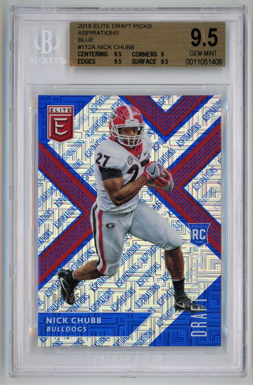 2018 Panini Elite Draft Picks Aspirations Blue /25 Nick Chubb BGS 9.5