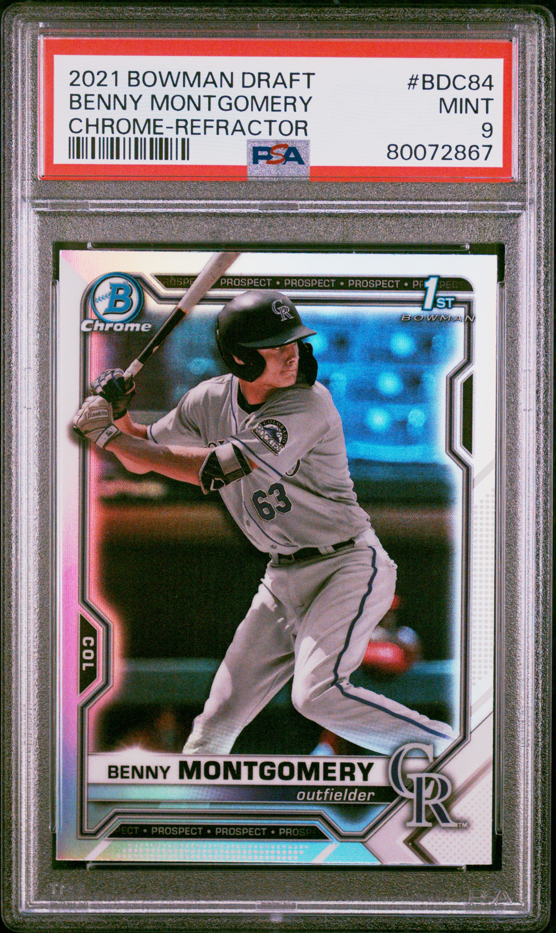 2021 Bowman Draft Benny Montgomery #BDC84 Chrome-Refractor PSA 9