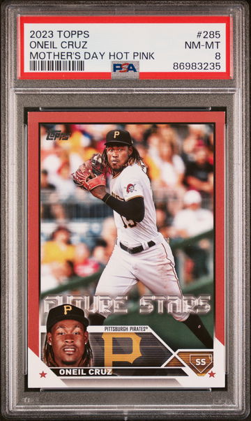 2023 Topps Mother's Day Hot Pink Oneil Cruz #285 /50 PSA 8
