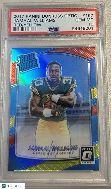 2017 Panini Donruss Optic Jamaal Williams #167 Red Yellow PSA 10