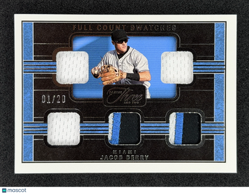 2023 Panini Three and Two Jacob Berry #FCS-JB Full Count Swatches SN MEM Miami Marlins