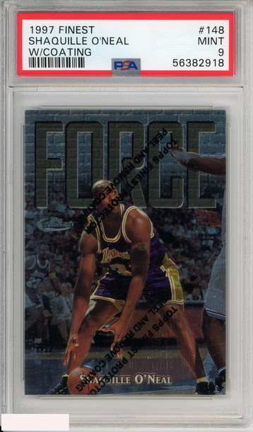 1997 FINEST SHAQUILLE ONEAL #148 W COATING LOS ANGELES LAKERS HOF PSA 9 MINT