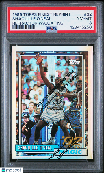 1996 Topps Finest Reprint Shaquille O'Neal #32 Refractor W Coating PSA 8