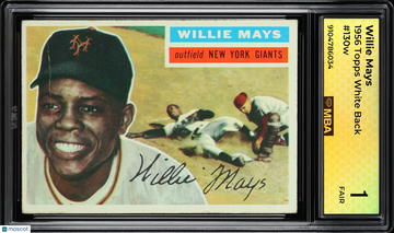 1956 Topps Willie Mays #130w White Back MBA 1
