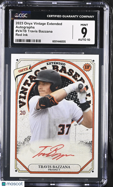2023 Vintage Extended Travis Bazzana #VATB Autographs Red Ink CGC 9 Auto 10