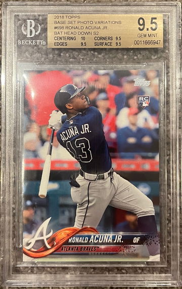 2018 Topps Ronald Acuna Bat Down 9.5 True Gem + #698