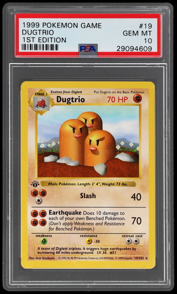 1999 Pokemon Base Set Dugtrio 1st Edition PSA 10