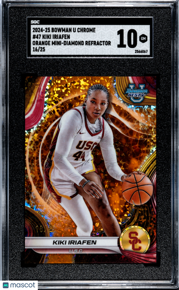 2024 Bowman U Chrome Kiki Iriafen #47 Orange Mini Diamond Refractor SGC 10