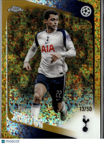 Brennan Johnson 2026 Topps Chrome UEFA Champions League Gold Atomic Refractor /50 Tottenham Hotspur