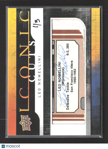 2008 Upper Deck Iconic Cuts Leo Nomellini #UD-IC /3 Cut Autograph