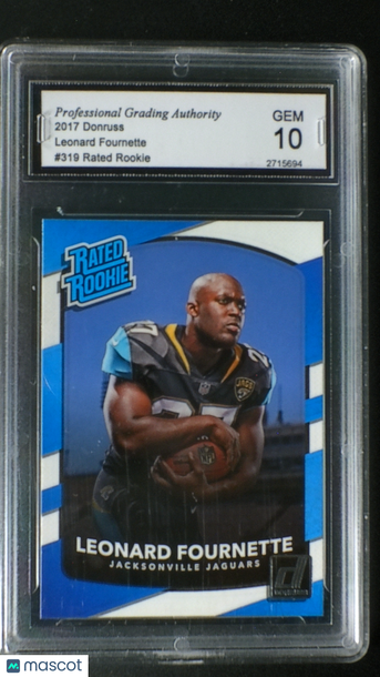 2017 Donruss Rated Rookie Leonard Fournette #319 Rookie RC Base Set PGA 10