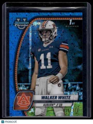 2024 Bowman University Chrome Walker White #85 Blue Mini-Diamond Refractor SN